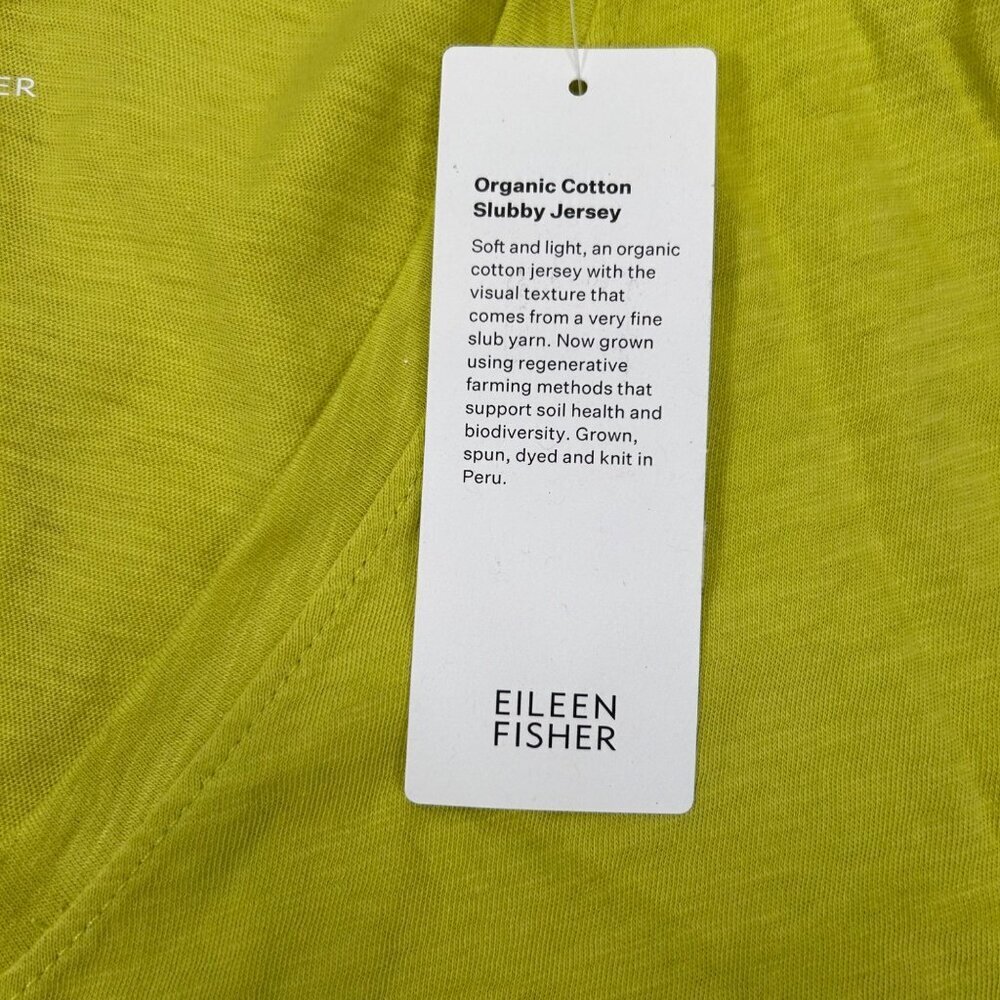 Eileen Fisher 2XL Organic Cotton V-Neck T Shirt Citron Casual Coastal - Picture 5 of 7